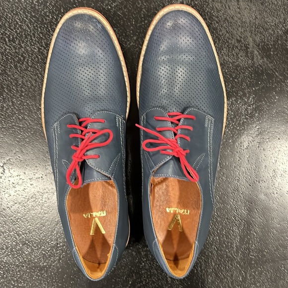 V Italia Men’s Blue Perforated Leather Lace Up Shoes Size 44 - Picture 10 of 12